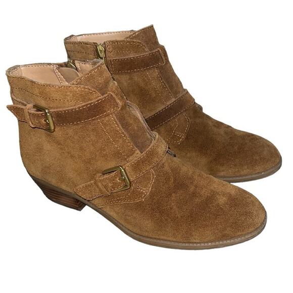 Steve Madden Shoes - Steve Madden Reno Suede Ankle Boots Brown Suede Buckle Size 7